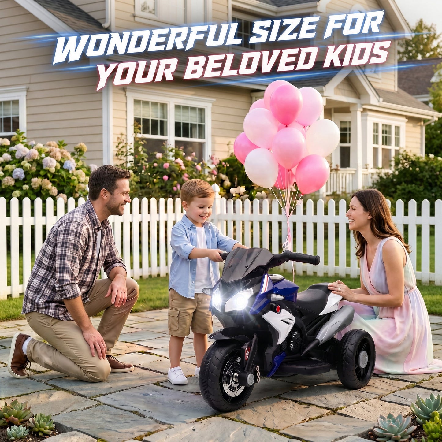 HOMCOM Kids Electric Motorcycle, 6V Ride on Motorcycle with 3 Wheels, LED Headlight, Music, Horn for Boys Girls 3-5 Years, Blue