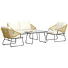 Outsunny Four-Piece Rattan Strong Panel Outdoor Sofa Set - Natural