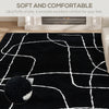 HOMCOM Modern Fluffy Area Rug, Geometric Pattern Washable Rug, Soft High Pile Floor Carpet for Living Room, Bedroom, Dining Room, Home Office, 170 x 120 cm, Black