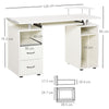 HOMCOM Computer Desk Office PC Table Workstation with Keyboard Tray, CPU Shelf, Drawers, Sliding Scanner Shelf, White