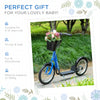 HOMCOM Kids Scooter, Kick Stunt Scooter with Adjustable Handlebar, Dual Brakes, Basket, Cupholder, Mudguard, 16