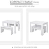 HOMCOM Kitchen Dining Table and 2 Benches Set, Table and Chairs Set for Limited Space, White