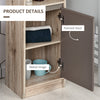 HOMCOM Narrow Bathroom Cabinet, Slim Bathroom Storage Unit with Open Compartment, Freestanding Storage Cupboard with Adjustable Shelves for Small Spaces, 30 x 24 x 170 cm, Grey and Oak