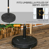 Outsunny 25kg Resin Garden Parasol Base with Wheels and Retractable Handles, Round Outdoor Market Umbrella Stand Weight for Poles of Î¦38mm to Î¦48mm, Black