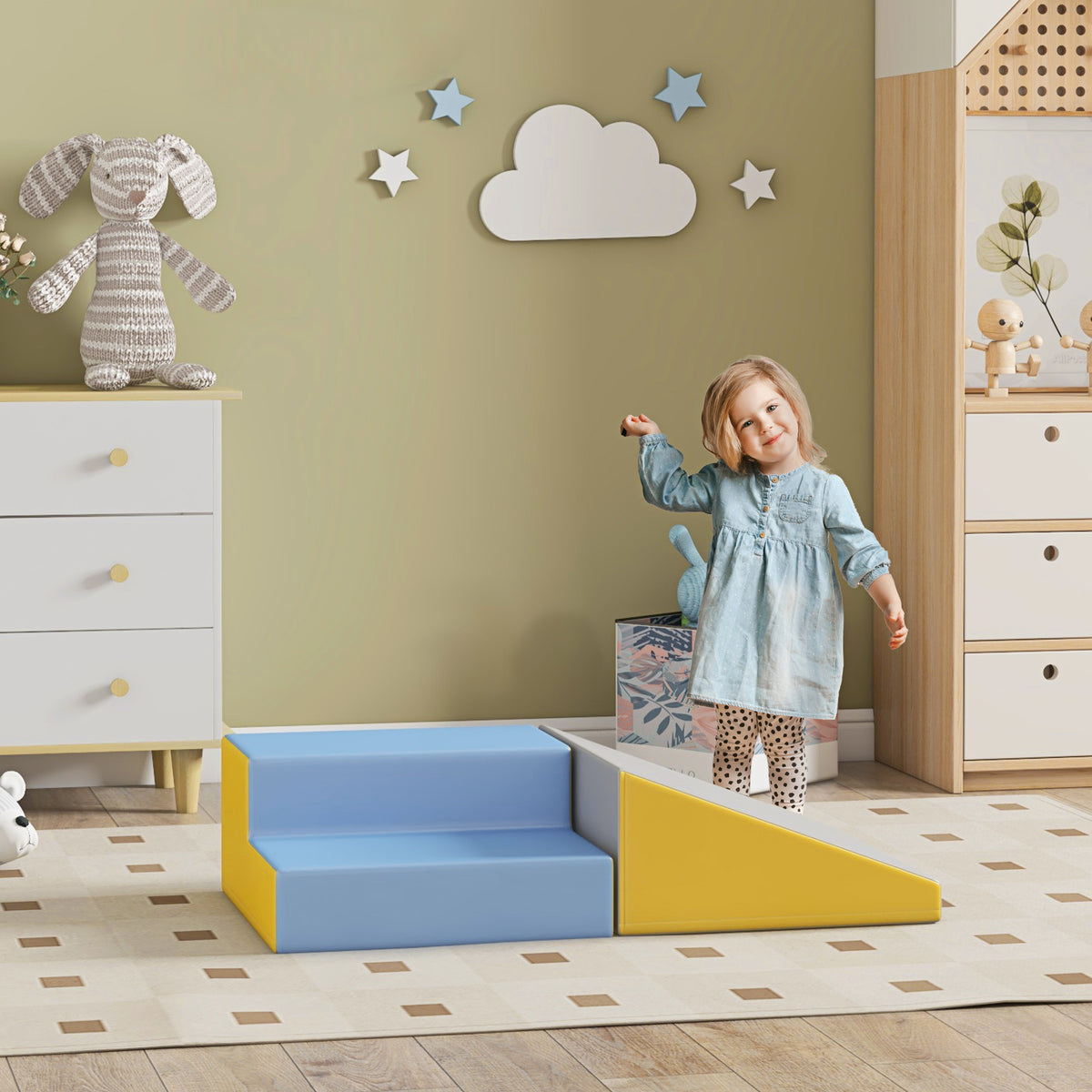 HOMCOM 2 Piece Soft Play Set in Grey