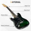 SPORTNOW Six-String Electric Guitar, with 15W Amplifier, Digital Turner, Picks, Shoulder Strap, Case Bag - Dark Green