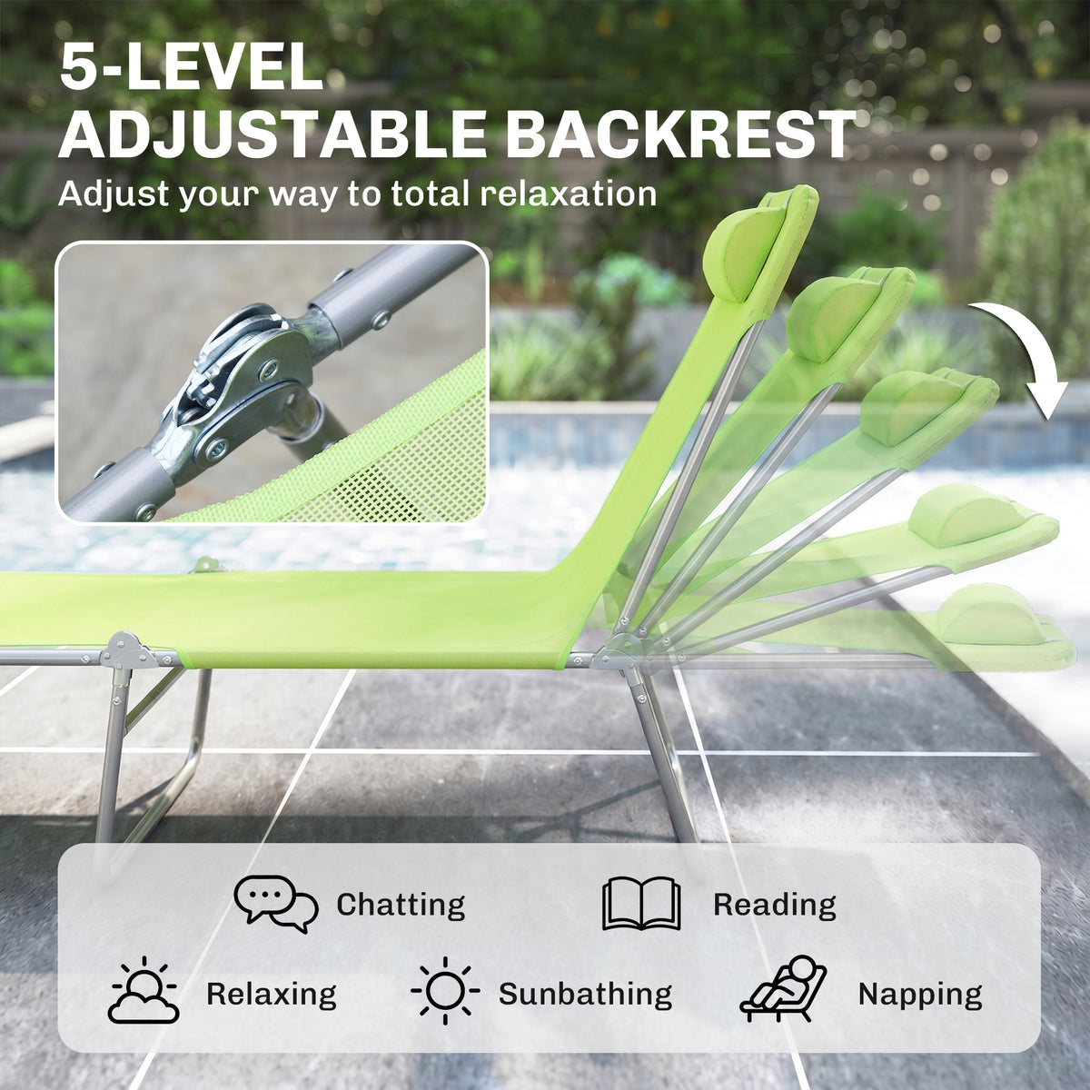 Outsunny Single Folding Sun Lounger in Green