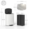 HOMCOM 50L Kitchen Bin with Soft-Close Lid and Stay-Open Function, Stainless Steel Pedal Bin with Removable Inner Bucket, Carry Handle for Kitchen, Office, Home, Cream