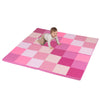 Foldable Patchwork Toddler Activity Mat with Waterproof Faux Leather-Pink