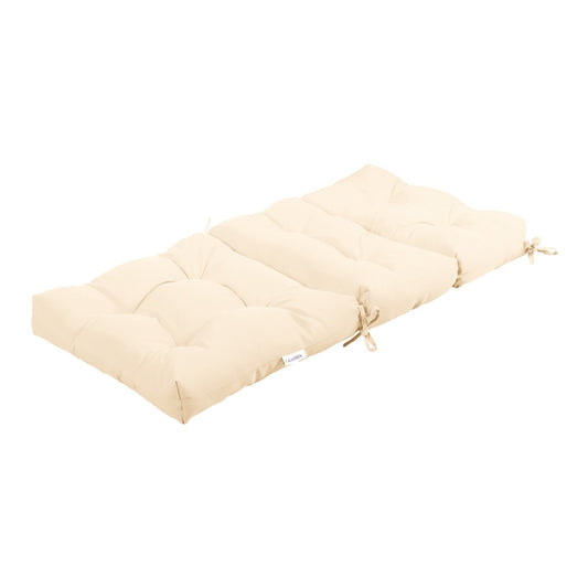 Patio Chair Seat Pads in beige with tufted design and side rope ties for secure attachment