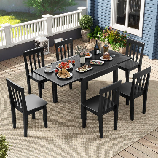 Rectangular aluminium dining table set up for six people on a patio