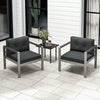 Patio Aluminum Armchair with Cushions Outdoor Sofa Chair Set of 2-Grey