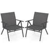 Patio Chairs Set of 2 with Breathable Mesh Fabric and Metal Frame-Grey