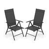 Patio Folding Dining Chairs Set of 2 with 7-Level Adjustable High Backrest-Black