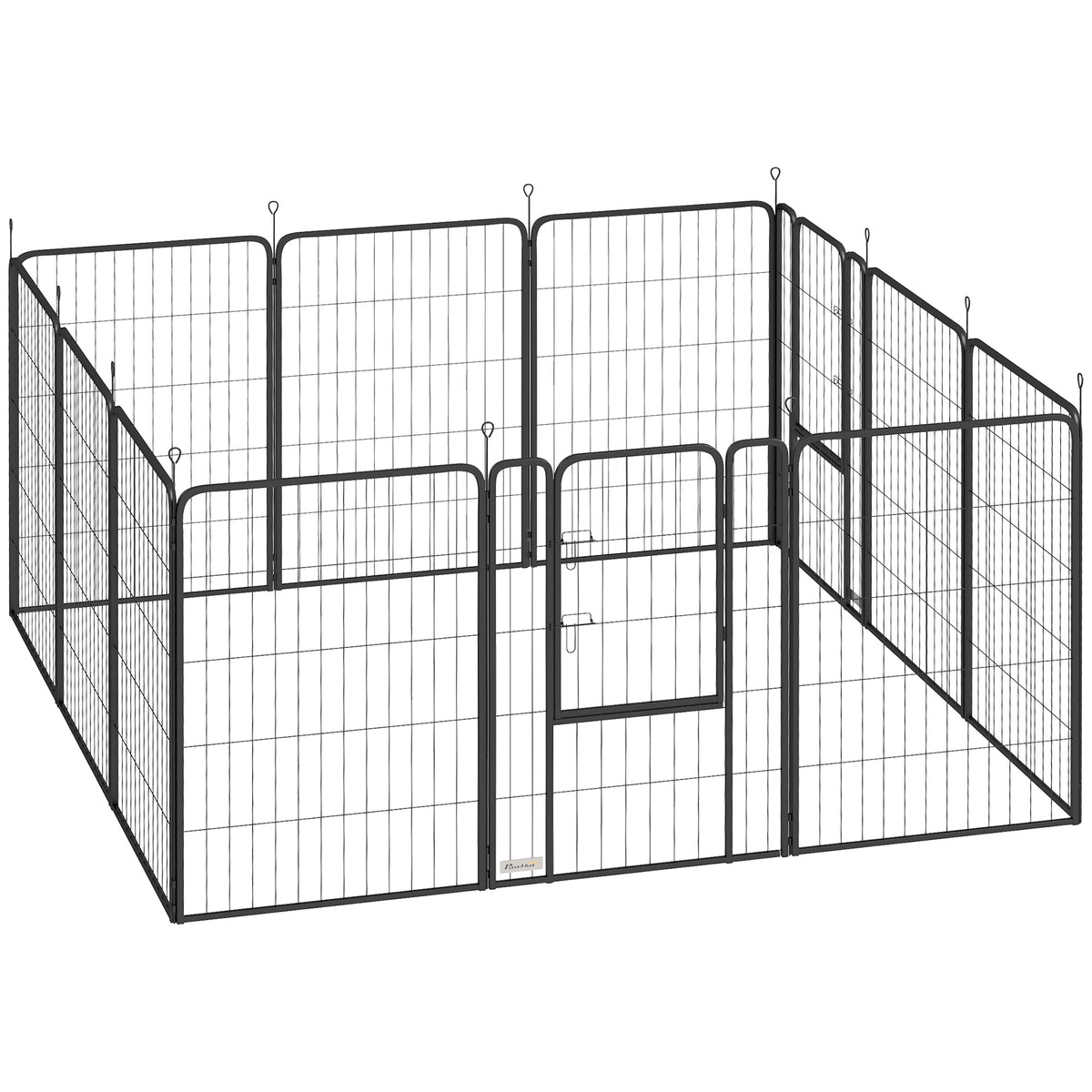 PawHut 12-Panel Solid Dog Playpen with Doors in Black