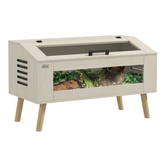 PawHut 140L Vivarium for Snakes with a wooden frame and clear glass front panel