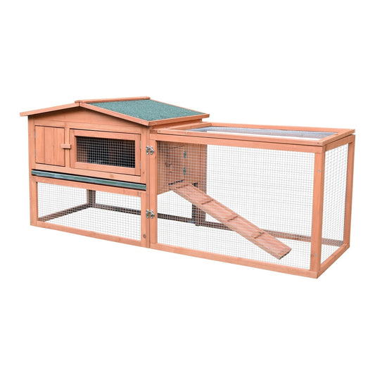 Pawhut 2 Floor Wooden Guinea Pigs Hutches House with two levels and a ramp