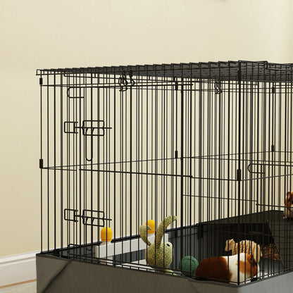 The small animal cage showing a close-up of the wire door and side wall construction