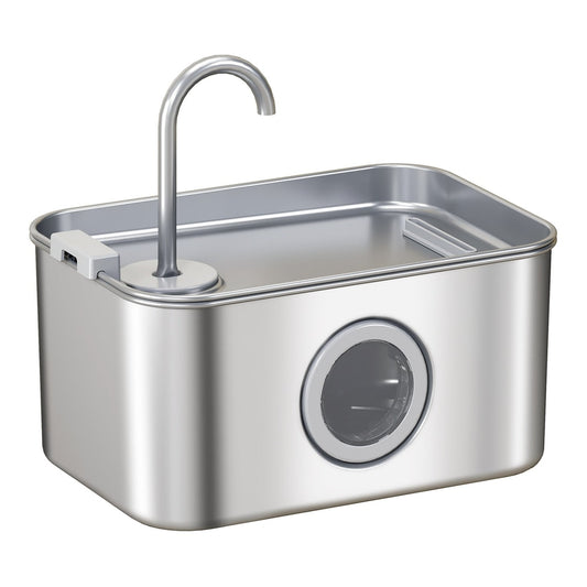 PawHut 3.2L Cat Water Fountain for Drinking with a curved metal spout and circular water window