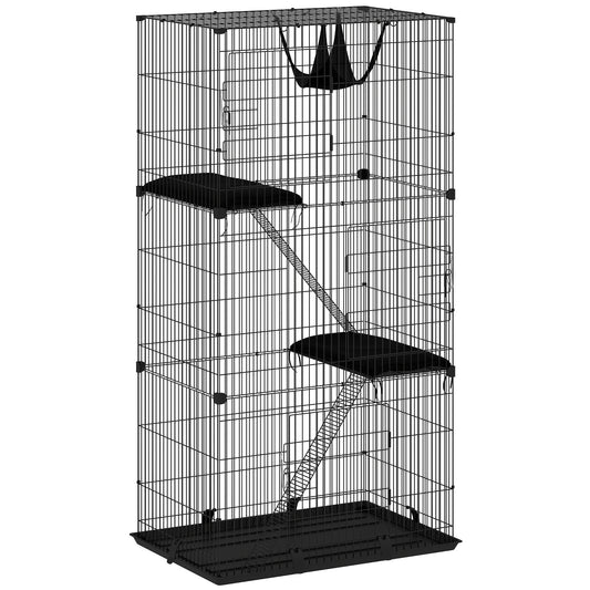 PawHut 3-Tier Large Cat Cage Indoor with hammock and platforms