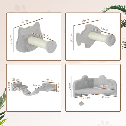 Dimensions of the cat wall shelves with steps and scratching posts