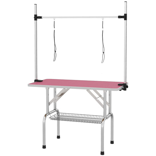 PawHut 42" Dog Grooming Table with adjustable grooming arm and two restraint loops