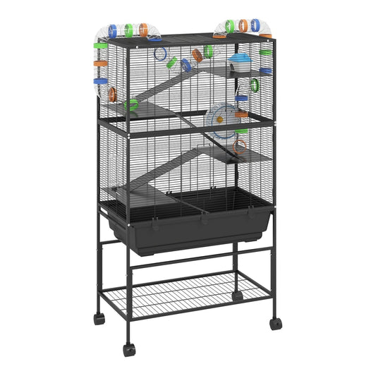 PawHut 5 Tier Large Hamster Cage on Wheels with tubes and accessories