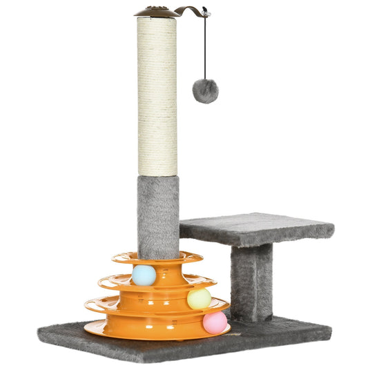 PawHut 56cm Cat Tree Tower Activity Centre with scratching post and toy ball