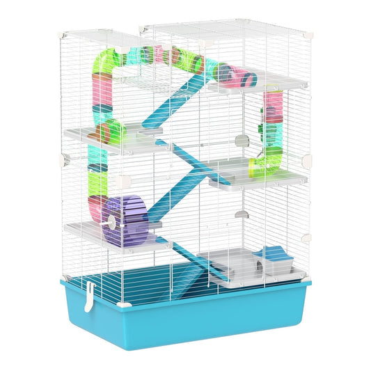 PawHut 6 Tier Hamster Cage, a multi-level home with tubes and accessories