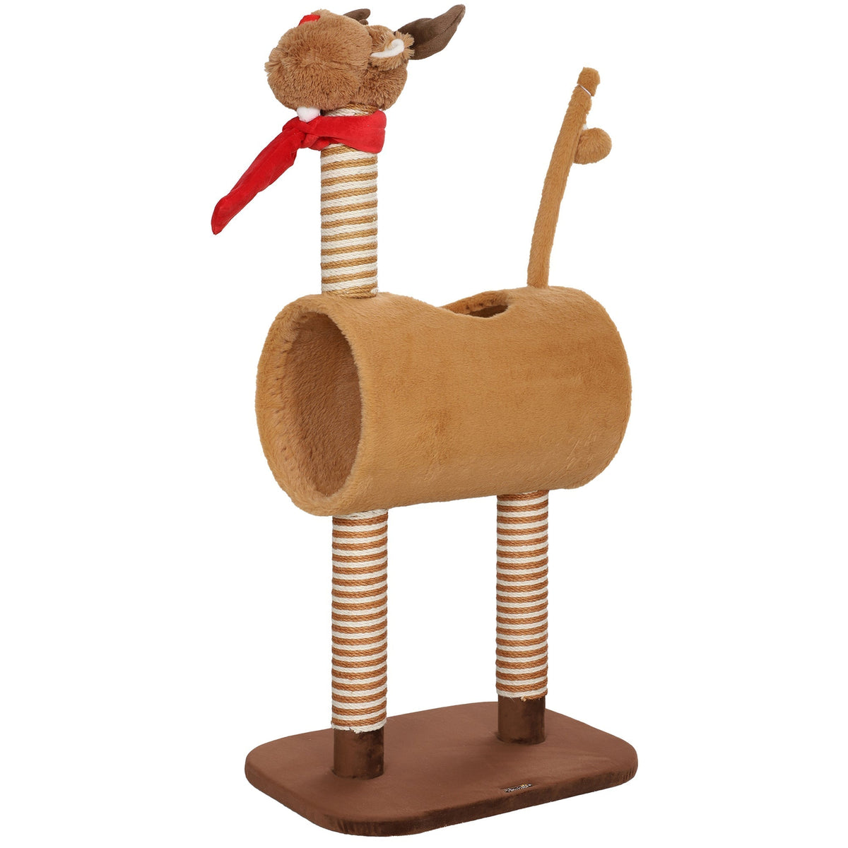 PawHut 98cm Deer-Designed Cat Tree with Scratching Posts showing the full structure