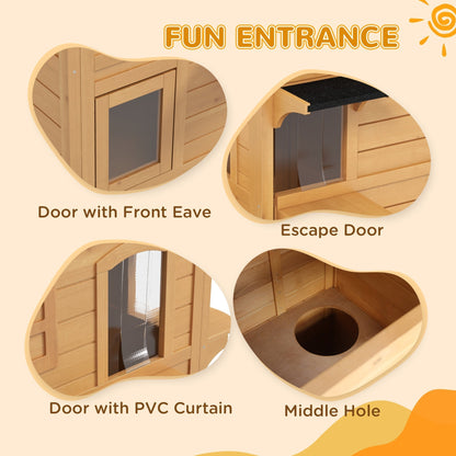 Details of the fun entrance, escape door and middle hole of the cat house