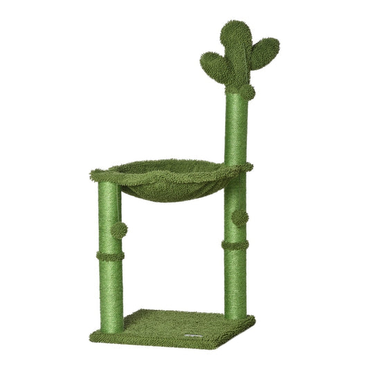 PawHut Cactus Cat Tree Tower with hammock and scratching posts