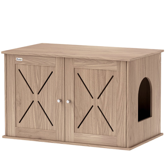 PawHut Cat Litter Box Enclosure in Walnut Brown