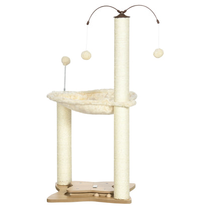 PawHut Cat Tree with scratching posts and a hammock in beige