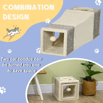 This cat tunnel has a combination design and can be turned into two separate units