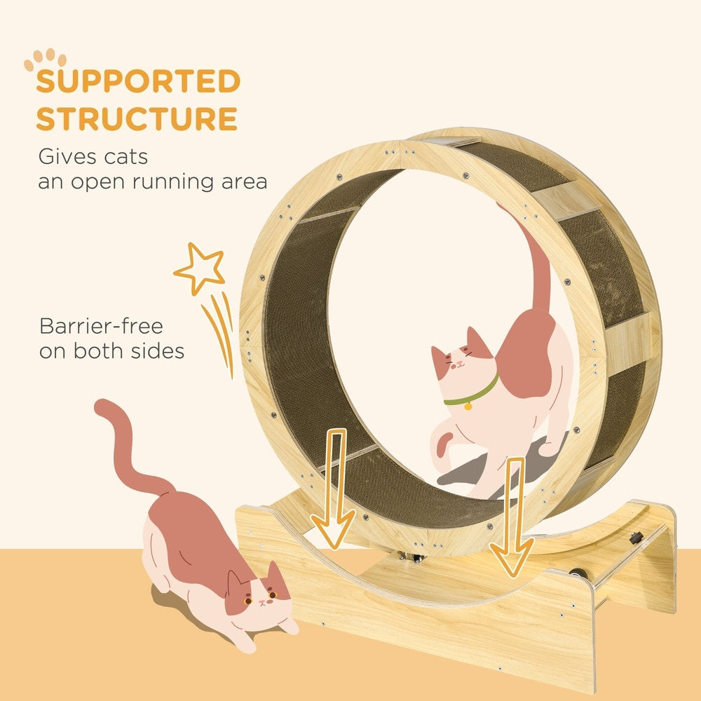 Close-up of the supported structure of the cat exercise wheel, showing its open design