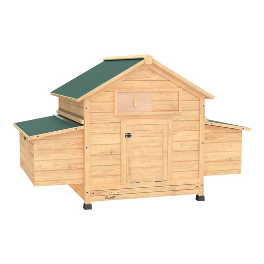 PawHut Chicken Coop wooden outdoor hen house with nesting box and openable top