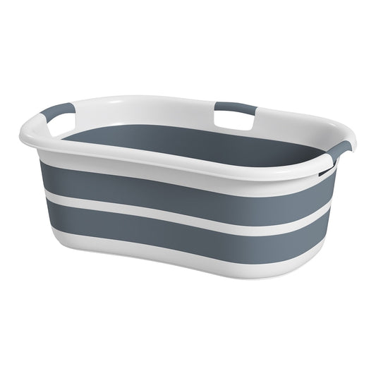 PawHut Dog Bath Tub, a grey and white striped foldable dog bathing tub with handles