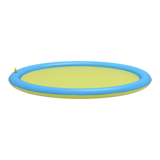 PawHut Dog Splash Pad, a circular blue and yellow inflatable pool with a small yellow valve on the side