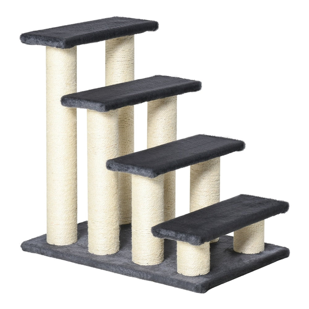 PawHut Dog Steps for Bed, a four-step pet stair with sisal scratching posts