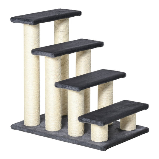 PawHut Dog Steps for Bed, a four-step pet stair with sisal scratching posts