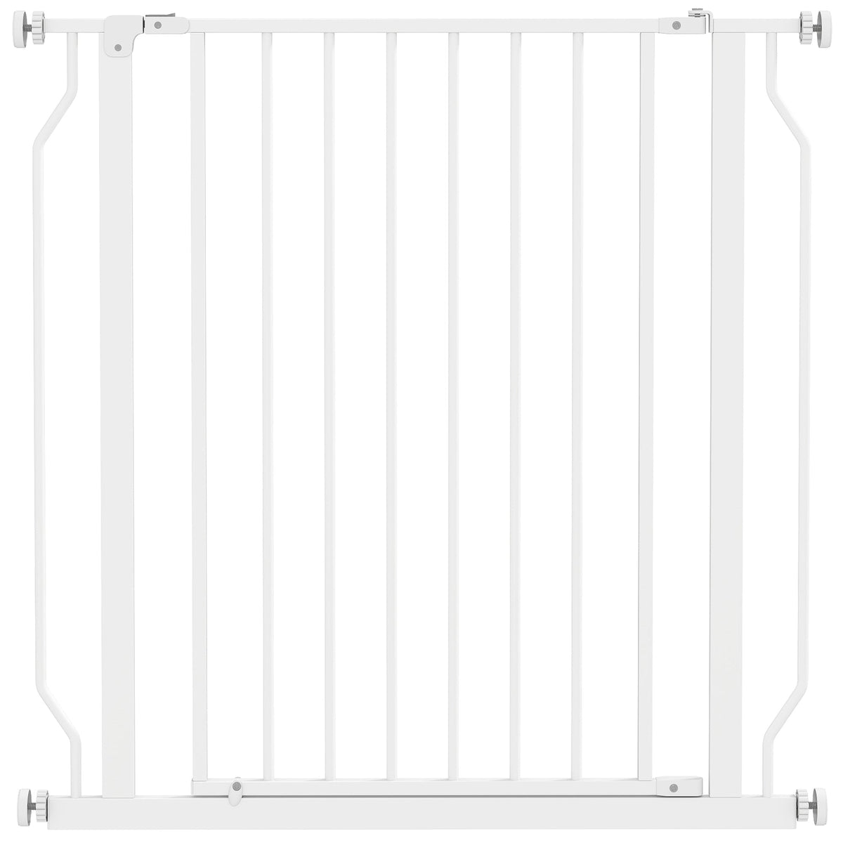 PawHut Extra Wide Dog Gate, a white metal pressure-mounted pet barrier with vertical bars