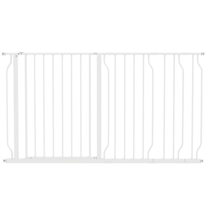 PawHut Extra Wide Dog Safety Gate in white shown against a plain white background