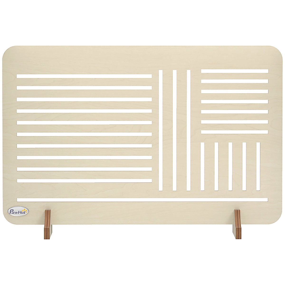 PawHut Freestanding Pet Gate, a natural wood panel with slatted design and two small feet
