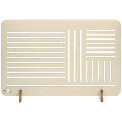 PawHut Freestanding Pet Gate, a natural wood panel with slatted design and two small feet