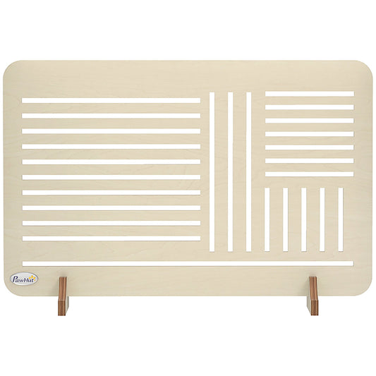 PawHut Freestanding Pet Gate, a natural wood panel with slatted design and two small feet