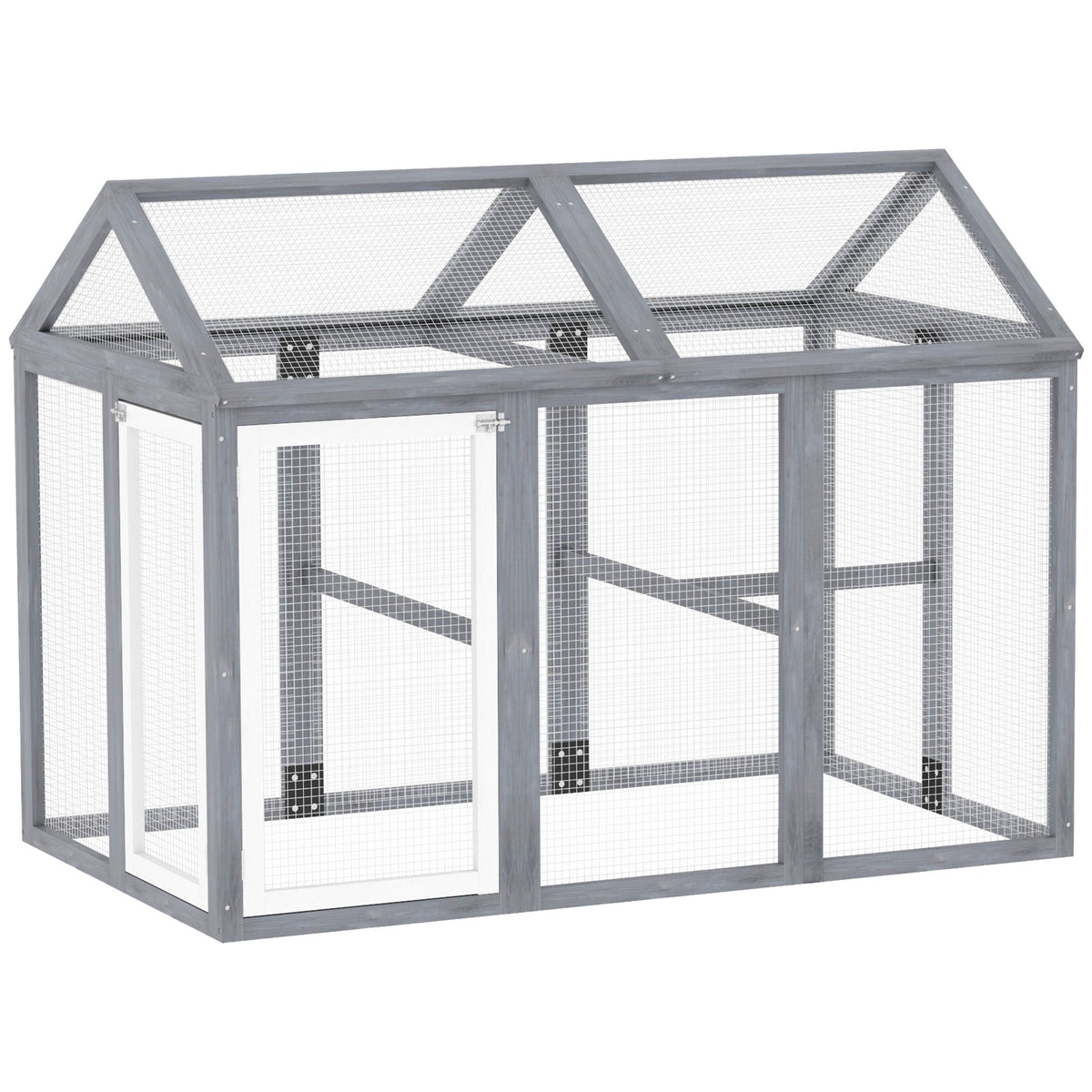 PawHut Large Chicken Run with a wooden frame and wire mesh walls on a plain white background