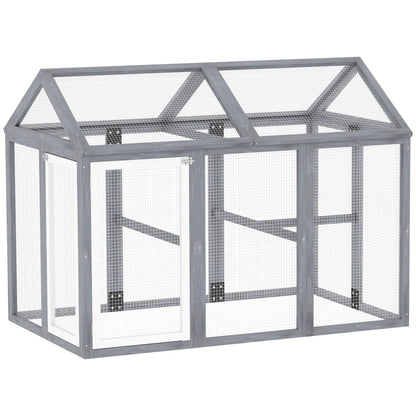 PawHut Large Chicken Run with a wooden frame and wire mesh walls on a plain white background