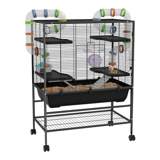 PawHut Large Hamster Cage with multiple levels, tubes, ramps, platforms and a running wheel