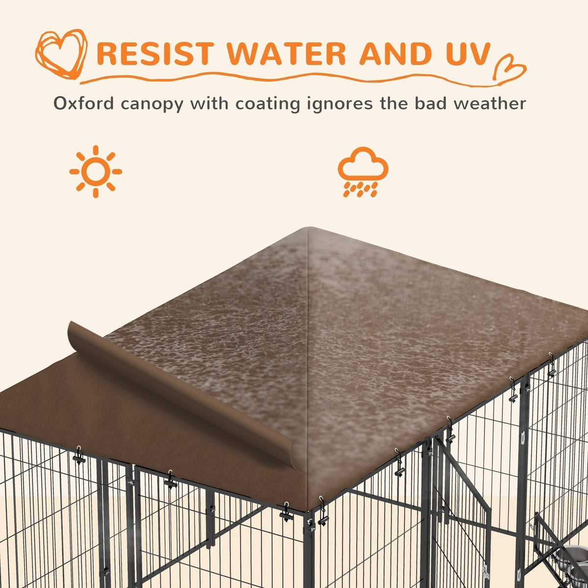 Close up of the dog cage playpen canopy showing its waterproof texture